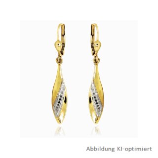 Ohrpendel Ohrgehänge bicolor echt Gold 585 matt/Glanz 41x6mm