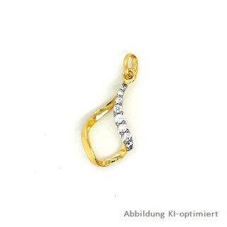 Anhänger verdreht mit Zirkonia echt Gold 333 Glanz 25x11mm