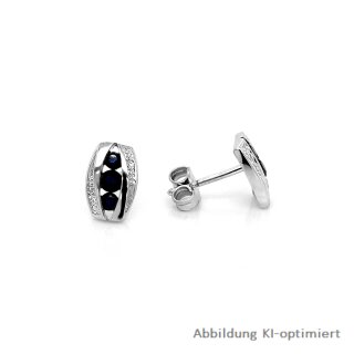 Ohrstecker mit Safir und Diamanten echt Weißgold 585 Glanz 8x9mm