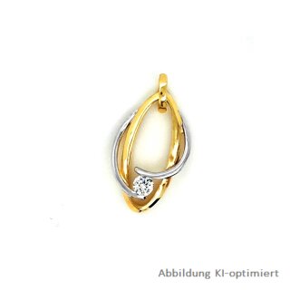 Anhänger bicolor gelb/weiß mit Zirkonia echt Gold 333 Glanz 20x10mm