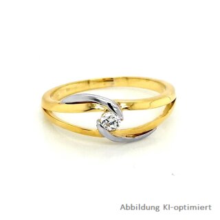 Damenring bicolor gelb/weiß mit Zirkonia echt Gold 333 Glanz