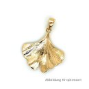 Ginkgoanhänger  echt Gold 585 Glanz 25x19mm