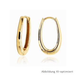Klappcreolen Creolen oval echt Gold 585 Glanz 20x12x3mm