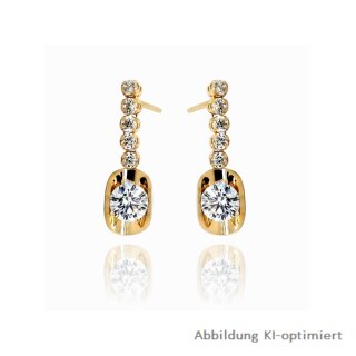 Ohrstecker lang Ohrhänger mit Zirkonia echt Gold 585 Glanz 20x6mm