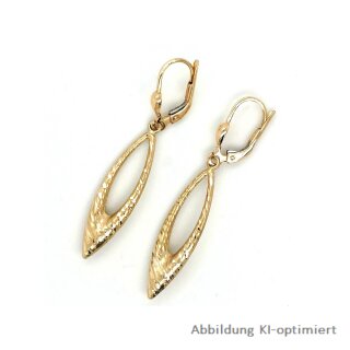 Ohrpendel Ohrhänger gemustert echt Gold 585 matt/Glanz 45x8mm