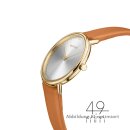 Bering Damenuhr Stahl Meshband IP goldfarben 3 ATM Saphirglas inkl. Wechselarmband Leder braun 15792-530