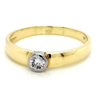 Damenring Verlobungsring Solitärring mit Diamant echt Gold 585 Glanz Rinqweite 65