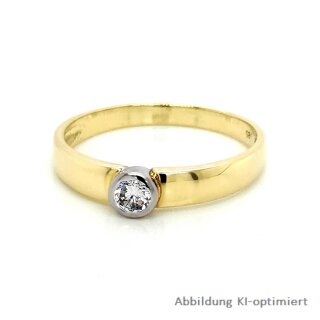 Damenring Verlobungsring Solitärring mit Diamant echt Gold 585 Glanz Rinqweite 65