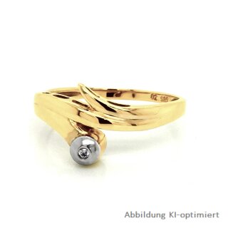Damenring geschwungen mit Diamant echt Gold 585 Glanz Rinqweite 62