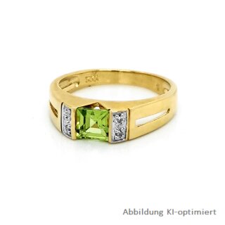 Damenring mit Peridot und Diamanten echt Gold 333 Glanz Ringweite 54