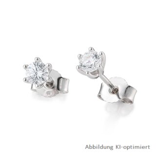 Ohrstecker mit Diamant 0,40ct. echt Weißgold 585 Glanz 6er Krappenfassung 5mm