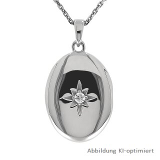 Anhänger Medaillon Amulett oval Zirkonia Galnz ca. 28x16 mm