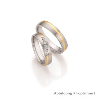 Eheringe mehrfarbig Stahl mit Gelbgold und Brillanten