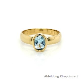 Damenring mit synth. Aquamarin echt Gold 585 Ringweite 54