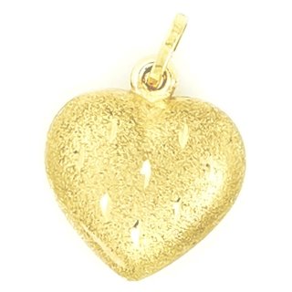 Anhänger Herz echt Gold 333 halbmassiv mit Brillantschliff 1,6cm