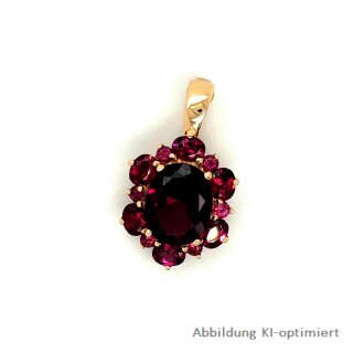 Clip Anhänger mit Rhodolith echt Gold 585 Glanz 23x13mm