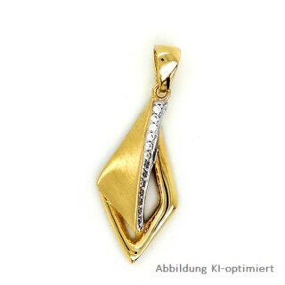 Anhänger mit Zirkonia echt Gold 333 matt/Glanz 28x11mm