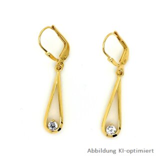 Ohrhänger Ohrgehänge Tropfen mit Zirkonia echt Gold 333 Glanz 35x6mm