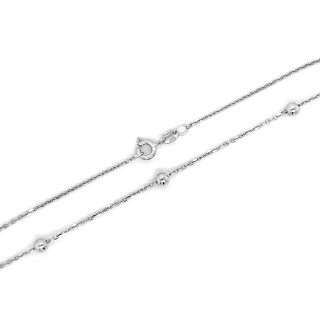 Ankerkette Halskette mit 5 Kugeln echt Silber 925 Glanz Länge 45cm