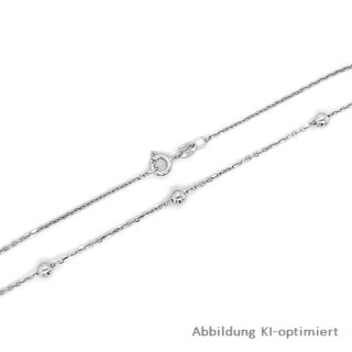 Ankerkette Halskette mit 5 Kugeln echt Silber 925 Glanz Länge 45cm