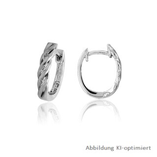 Creolen Klappcreolen Kordel gedreht mit Zirkonia echt Silber 925 Glanz 14x3mm