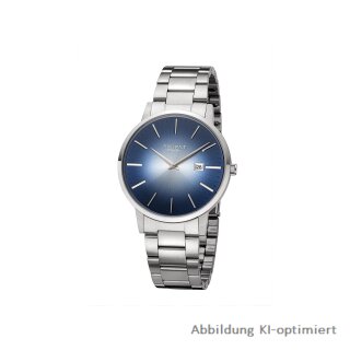 Regent Herrenuhr silber Stahl Metallband blau ZB Datum 5 bar 03P38CB02-A