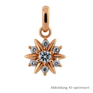 Anhänger Stern roséfarben mit Zirkonia echt Silber 925 Glanz  17,6x10mm