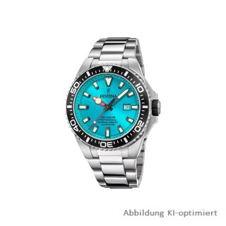 Festina Herren Edelstahl 20 ATM Datum Ziff. TÜRKIS F20663/5