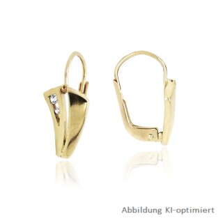 Kurze Ohrpendel echt Gold 585 14kt mit Zirkonia 16x7,6mm