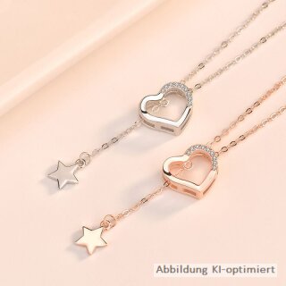Collier Herz und Stern mit Zirkonia echt Silber 925 Glanz 40+3cm