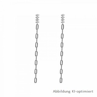 Ohrstecker Kette mit Zirkonia echt Silber 925 Glanz 65mm