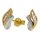 Ohrstecker filigranes Blatt bicolor mit Zirkonia echt Gold 333 Glanz 9,9x4,6mm