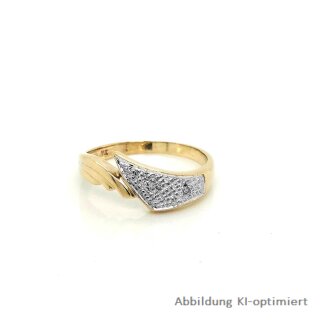 Damenring bicolor mit zwei kleinen Diamanten echt Gold 333 Glanz