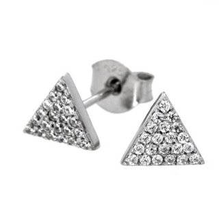 Ohrstecker Dreieck Pyramide echt Silber mit Zirkonia 6,5x7,5mm