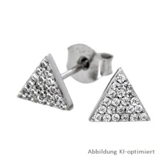Ohrstecker Dreieck Pyramide echt Silber mit Zirkonia 6,5x7,5mm