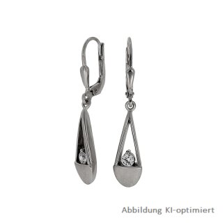 Ohrpendel mit Zirkonia, 925 Sterling-Silber matt/Glanz 34x6mm