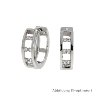 Filigrane Silbercreolen mit Zirkonia echt Silber 925 oval 15,8x5mm