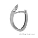 Ovale Klappcreolen mit weißem Zirkonia echt Silber 925 matt/Glanz 19,5x3,6mm