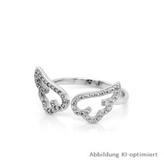 Damenring Engelsflügel mit Zirkonia echt Silber 925 Glanz Ringweite 57