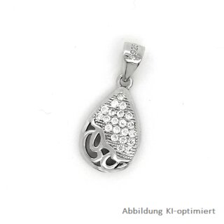 Anhänger Tropfen mit Zirkonia echt Silber 925 Glanz 20x9mm