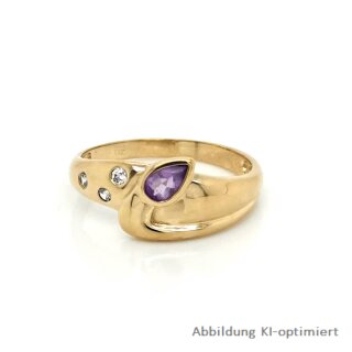 Damenring mit Amethyst und Zirkonia echt Gold 333 Glanz Rinweite 54
