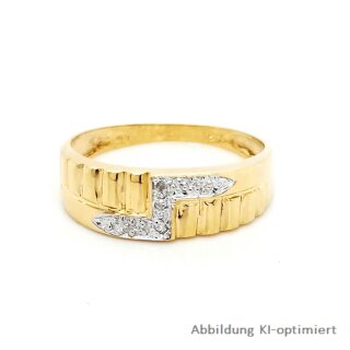 Damenring bicolor mit 3 Diamanten echt Gold 585 Glanz Rinweite 58