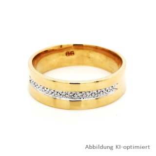 Damenring bicolor mit 12 Diamanten echt Gold 585 Glanz Rinweite 58