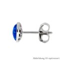 Ohrstecker oval mit synth. Opal blau echt Silber 925...