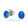 Ohrstecker oval mit synth. Opal blau echt Silber 925 Glanz 7x5mm