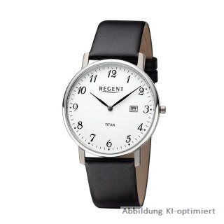 Regent Herrenuhr Titan Lederband Datum 3bar -1451