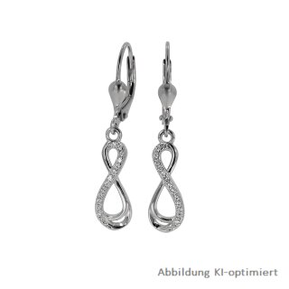 Ohrpendel Unendlichkeit Infinity mit Zirkonia echt Silber 925 Glanz 32x6mm