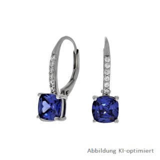 Ohrpendel mit Zirkonia blau/weiß echt Silber 925 Glanz 19x6mm