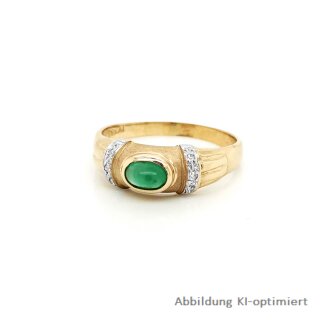 Damenring mit Smaragd und Diamanten echt Gold 585, Ringweite 60