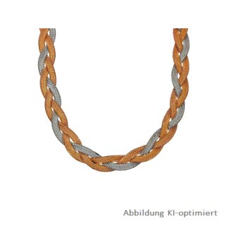 Armband Flechtarmband bicolor 5mm Silber 925/- rhodiniert & rosé vergoldet 19cm